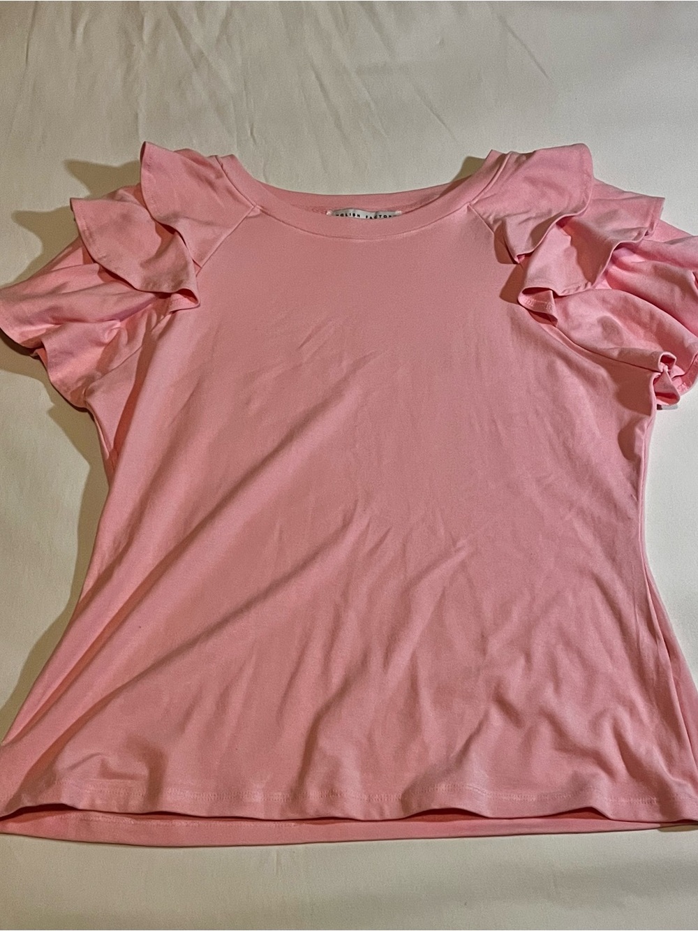 Feminine Pink Ruffle Sleeve Short Sleeve Top